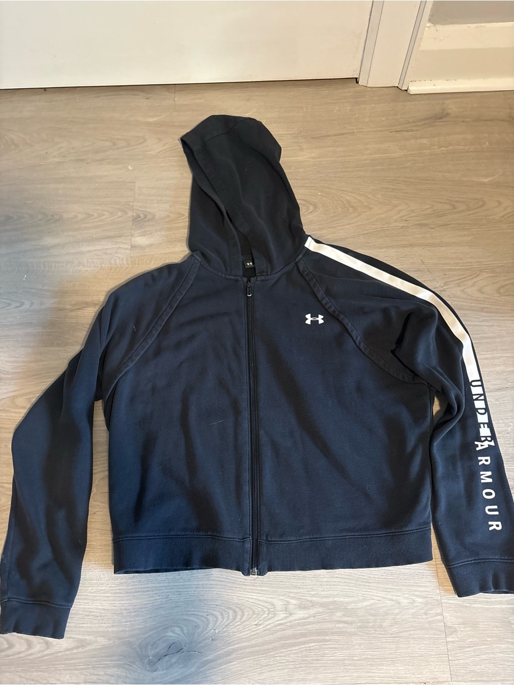 Under Armour Navy Blue Cropped Zip-Up Hoodie - Size XL